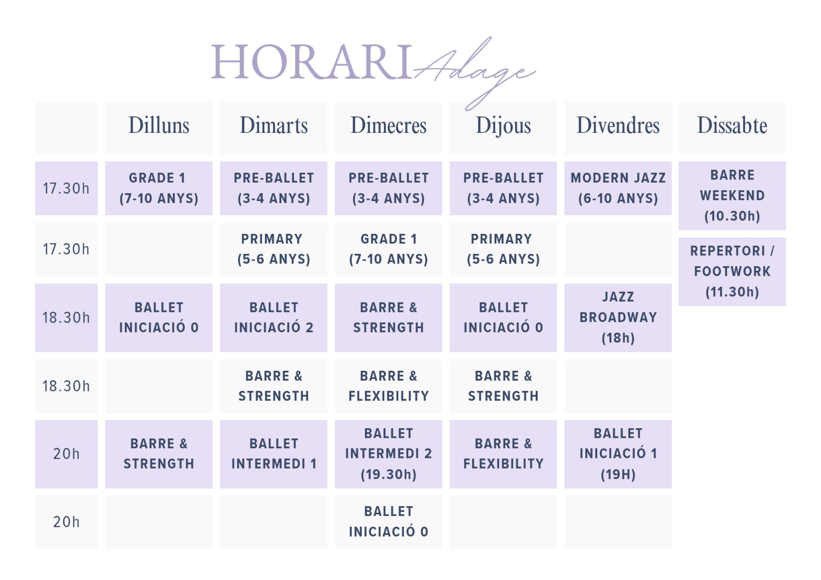 horarios clases de danza en barcelona